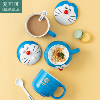 麦可可 可爱马克杯带盖勺陶瓷水杯哆啦A梦情侣杯子高颜值创意礼盒装