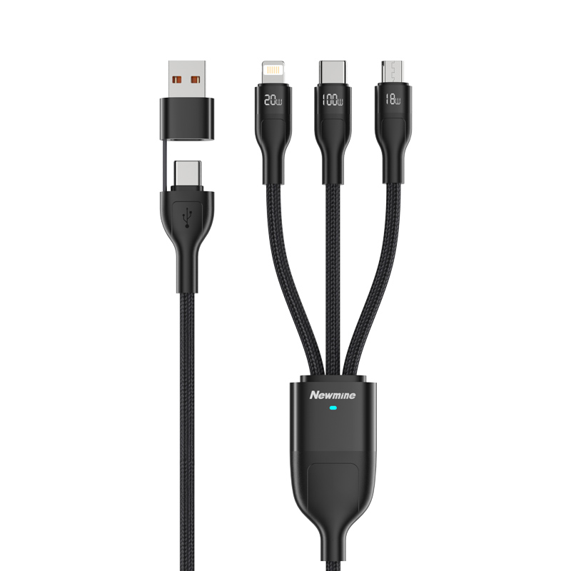 纽曼(Newmine)数据线三合一100W二拖三充电线平板华为笔记本车载充电线多功能适用