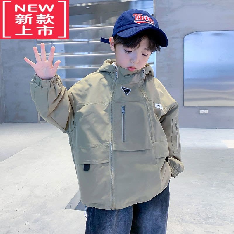 可莉允男童秋冬工装夹克棉服2022新款儿童加厚冬装男孩冬季韩范夹棉外套图片