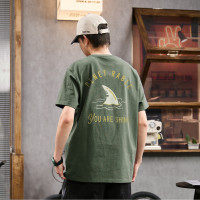 2024夏款短袖男士短袖T恤男短袖男后背印花圆领短袖T恤_3085 XL 军绿