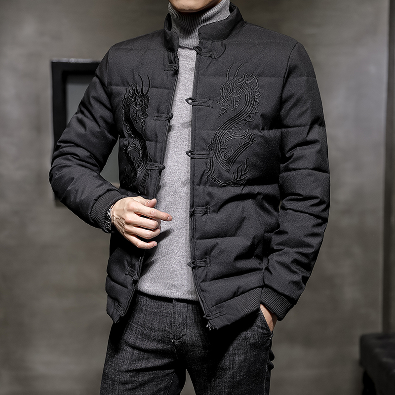 baluoshang冬季中国风盘扣唐装棉衣外套男刺绣加厚棉袄中式复古国潮