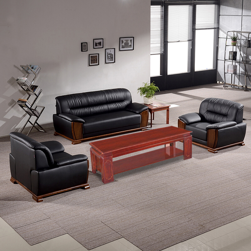 臻远 ZY5110352 办公沙发茶几组合办公室简约会客沙发 西皮3+1+长茶几高清大图