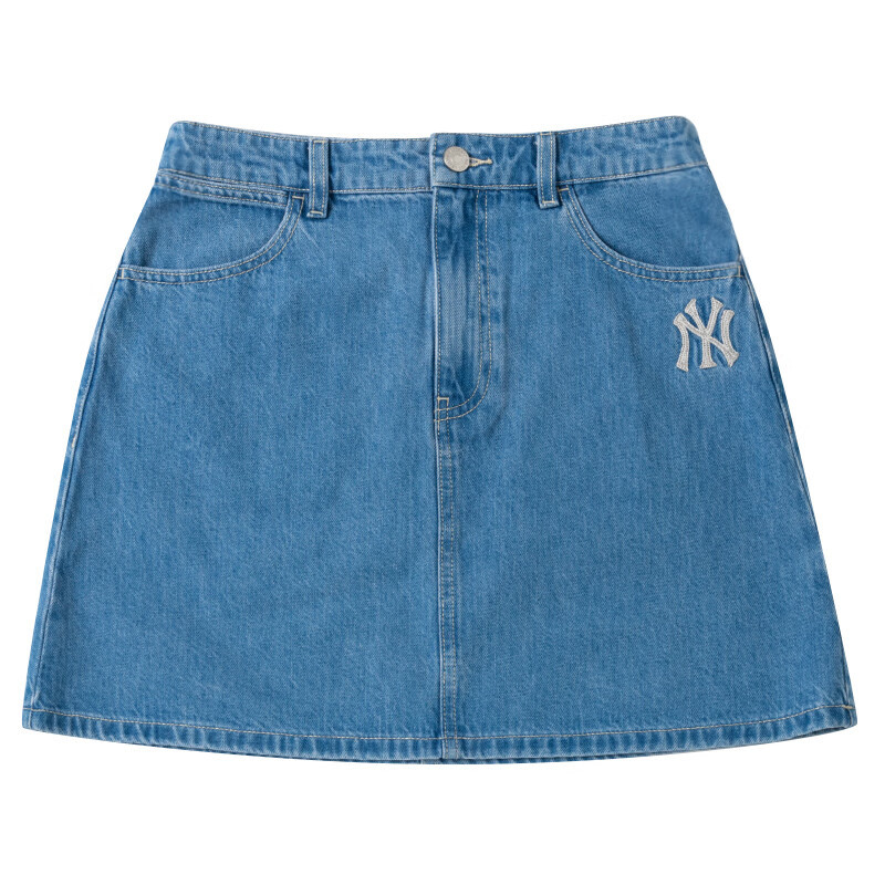 MLB女士刺绣logo裙子时尚牛仔半身裙休闲短裙潮 3FDSB0343-50BLL