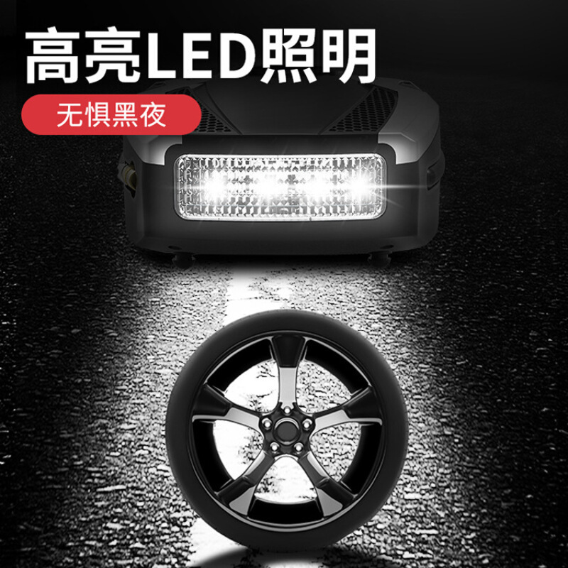 车载充气泵汽车打气泵车用12V电动轮胎打气筒预设胎压F22缸数显版箱工具-银色