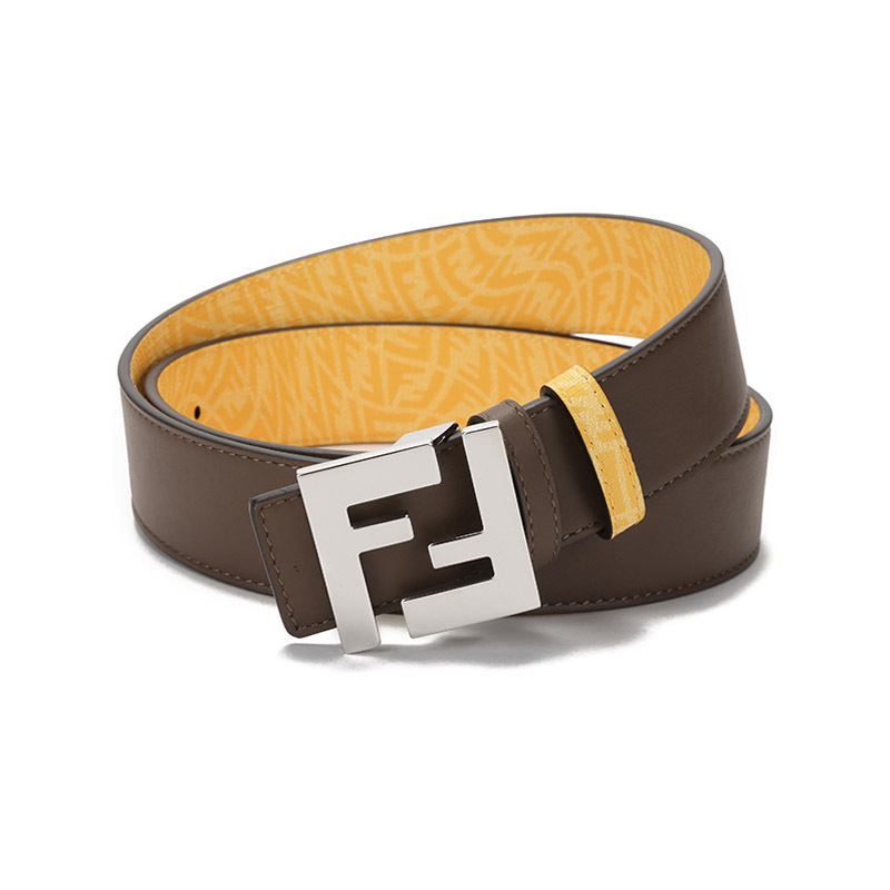 fendi男士涂层面料配皮板扣式双面皮带腰带7c0424afsz