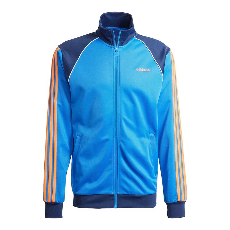 阿迪达斯(adidas)男款运动夹克蓝色拼接设计潮流休闲跑步训练防风高清大图