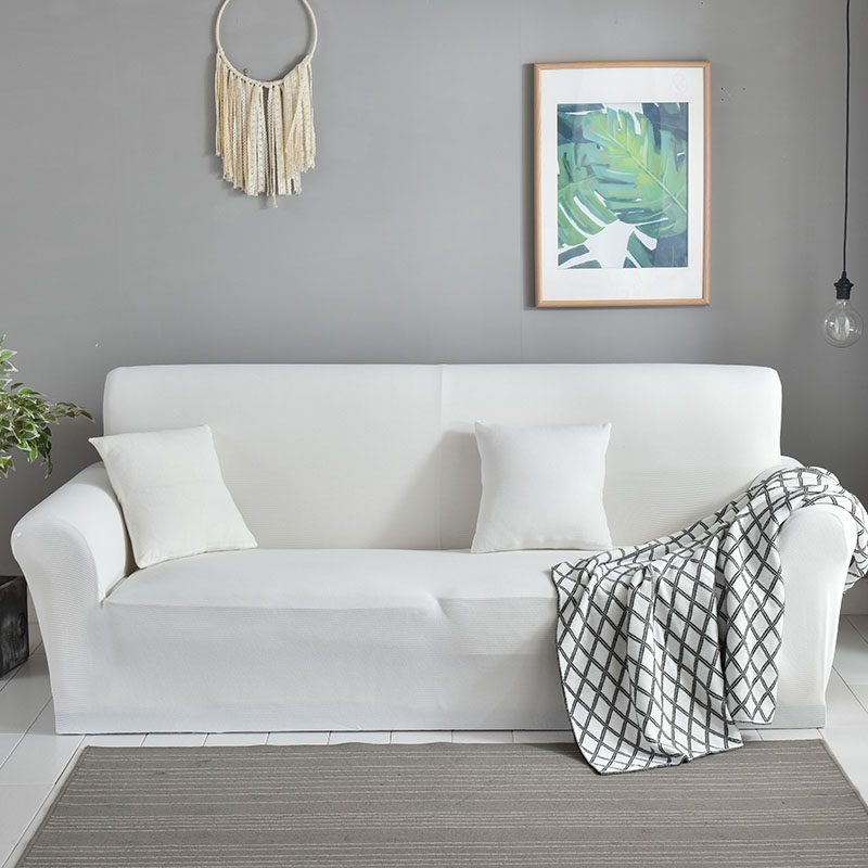 家柏饰(CORATED)弹力沙发套卍能套四季沙发垫现代简约客厅沙发罩防尘保护罩通用 雪域白 【150-190cm】左贵妃
