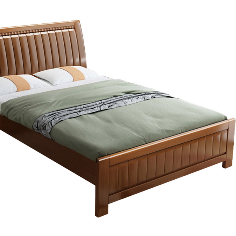 筑亮 实木床 1m胡桃色+床垫 套高清大图