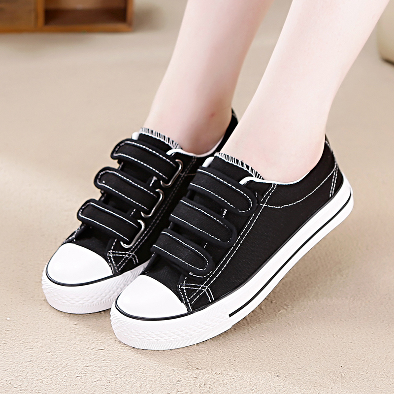 枫述春夏季新款帆布鞋女鞋低帮魔术贴女士休闲鞋学生简约百搭基本布鞋