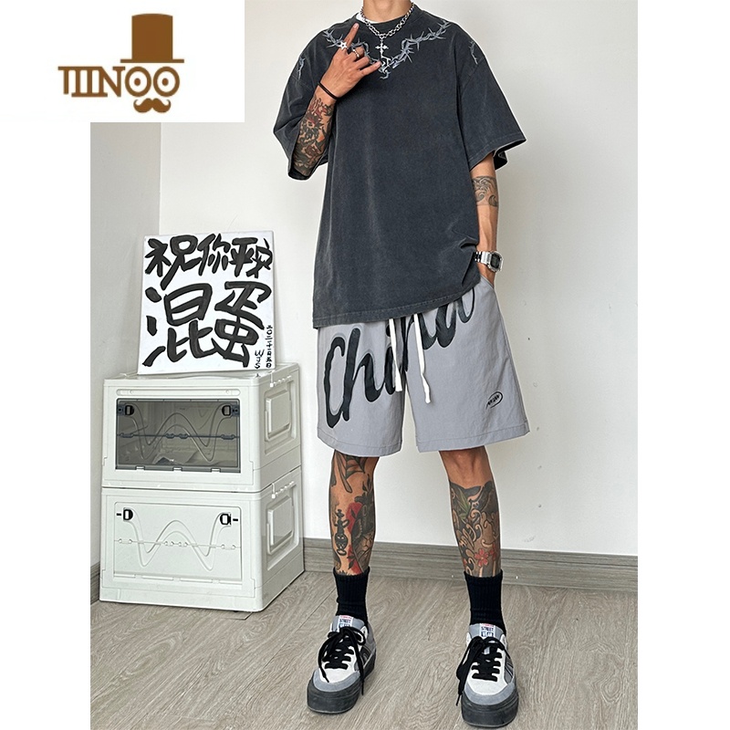 YANXU美式篮球运动短裤男夏季潮牌薄款速干大码五分裤跑步透气休闲裤子高清大图