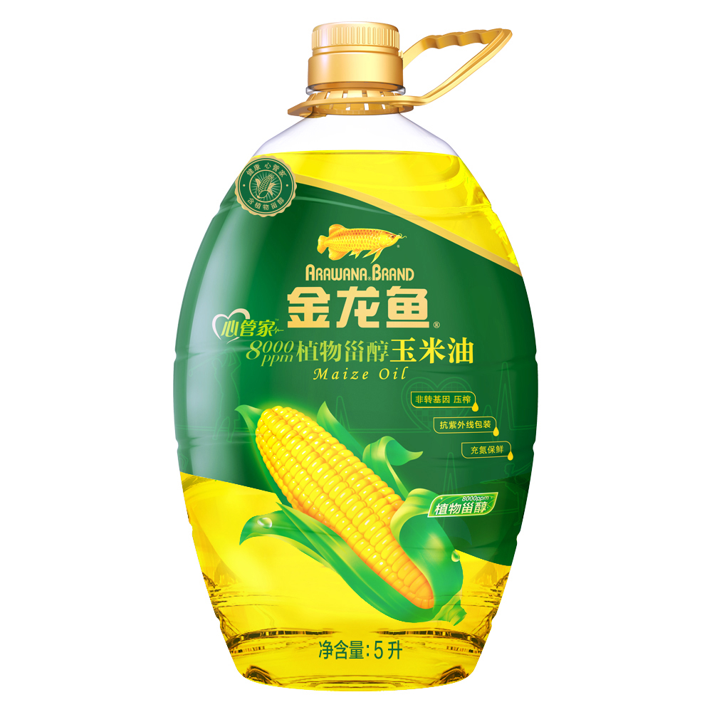金龙鱼 植物甾醇玉米油 5L 桶装食用油 加量装(新老包装随机发放)高清大图