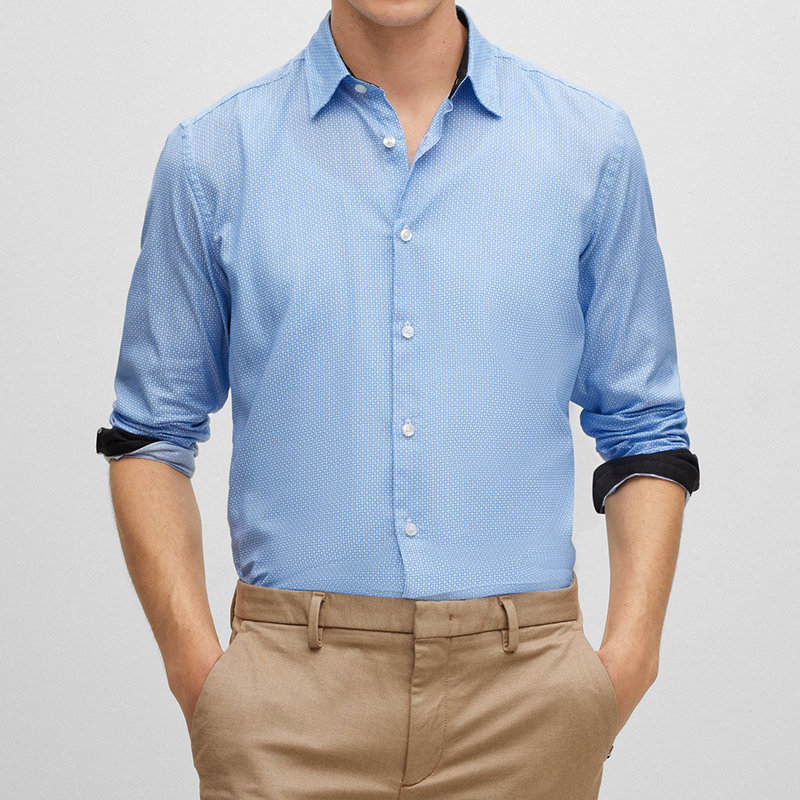 雨果博斯hugoboss男士棉质长袖衬衫50483724
