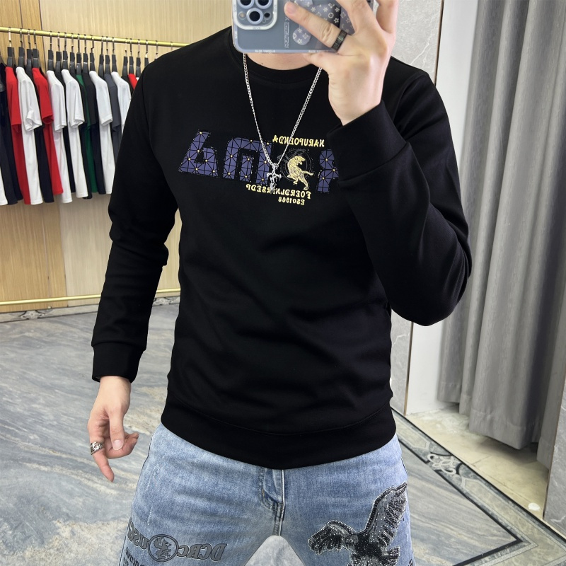 欧货烫钻卫衣男秋冬新款潮流炫彩飞虎青年休闲衣服圆领打底衫