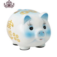 封后金猪存钱罐不可取儿童储蓄罐储钱猪只进不出抖音大容量大人用家用 白猪蓝色猪王[单只]只进不出存8000硬币