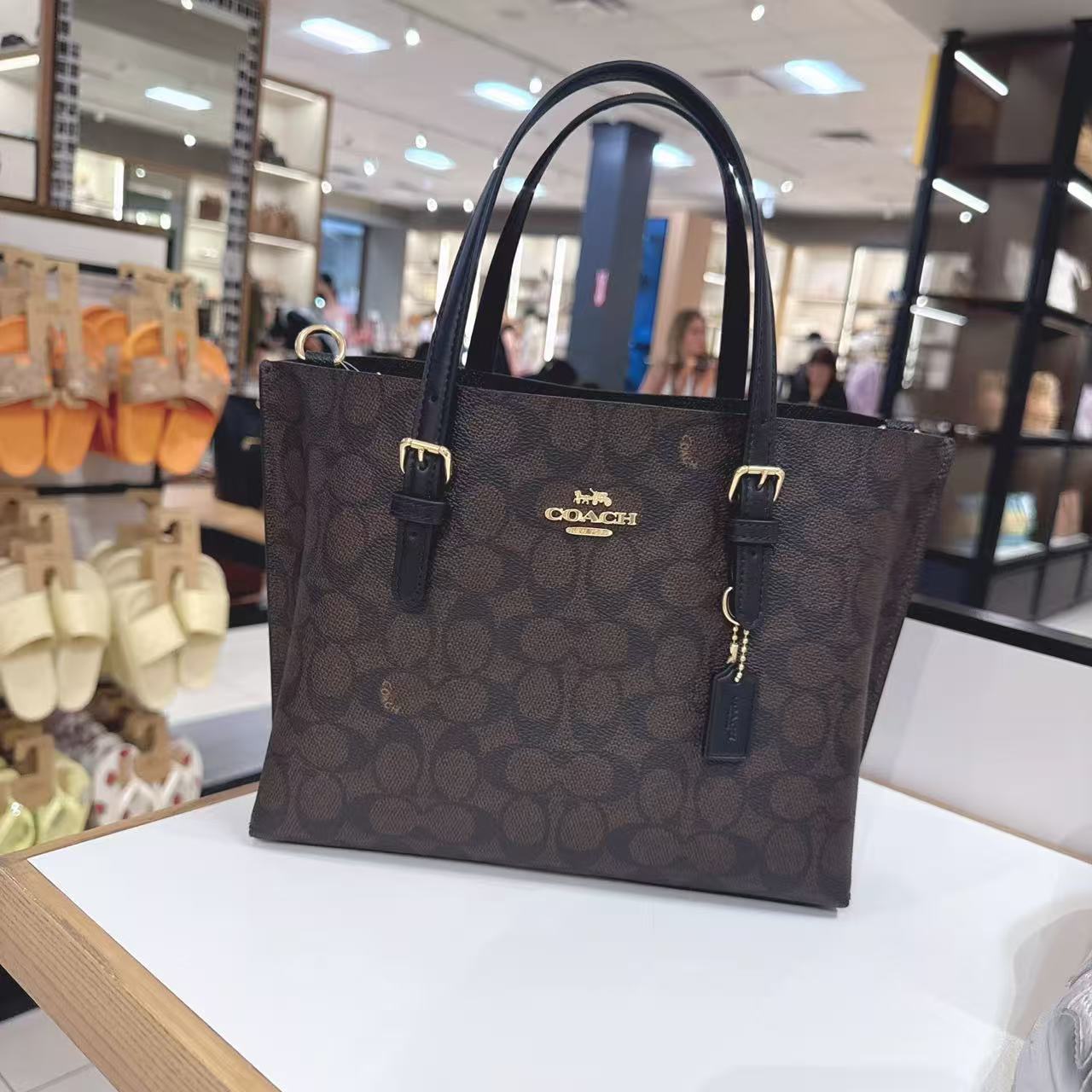 蔻驰(COACH)女包 Mollie25经典老花茉莉托特包购物袋手提单肩斜挎包C4250 CV965 CV965-IMXAQ