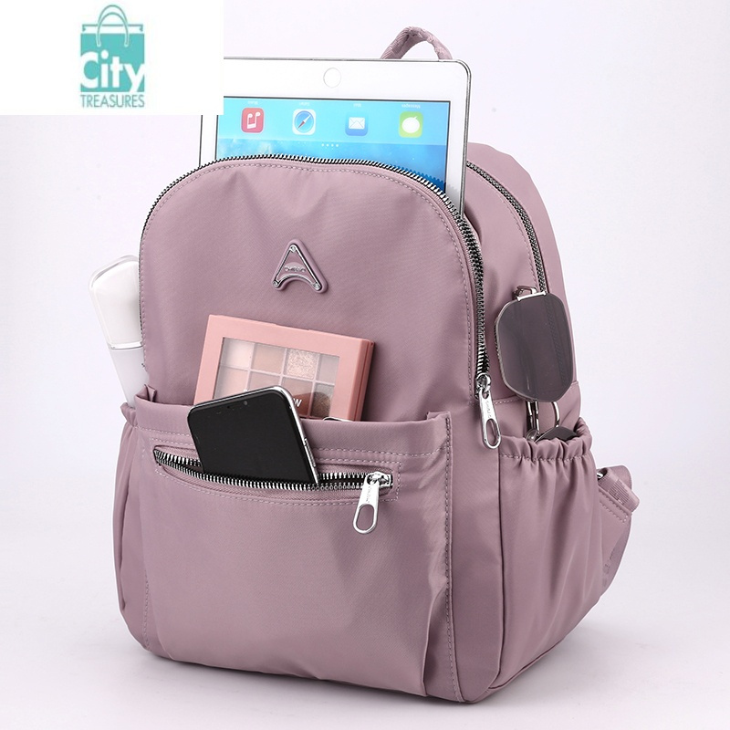 bangdou2024新款女士时尚帆布休闲潮流多防水双肩包牛津布小背包