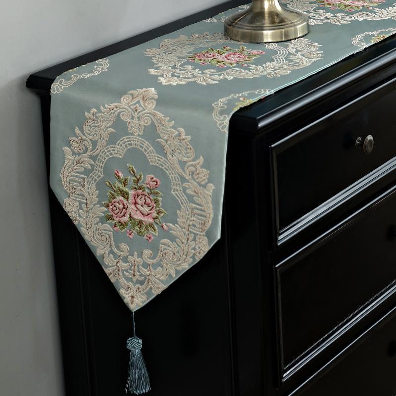 欧式桌巾布艺餐桌装饰布长条简欧家用鞋柜电视柜桌布茶几禅意桌旗 花柒桌旗 桌旗32*220cm