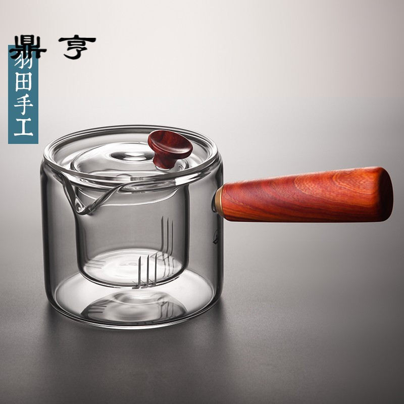 鼎亨羽田 日式手工耐热玻璃茶壶侧把煮茶壶 加厚耐高温泡茶器功夫