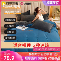 洁丽雅水洗棉加绒加厚冬季保暖珊瑚法兰绒牛奶绒被罩双人a磨毛