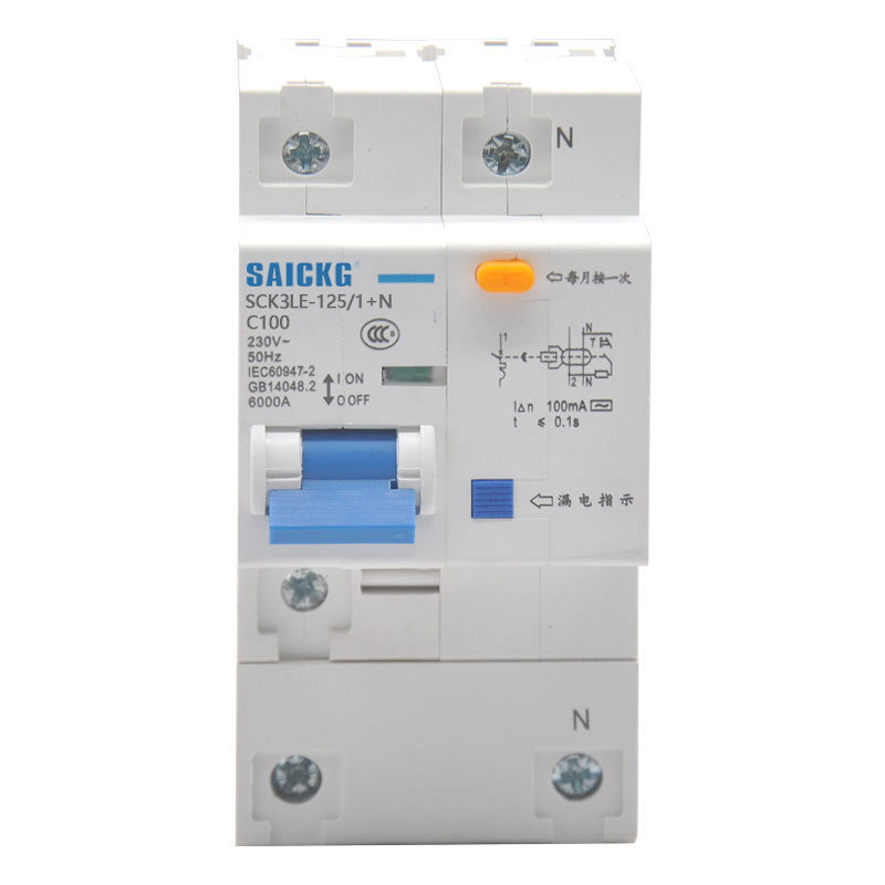赛驰科技(SAICKG) SCK3LE-125/1+N 1P+N C100 低压漏保空气开关高清大图