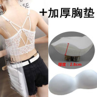 波迷娜(BOMINA)防走光内衣蕾丝抹胸女打底短款美背吊带文胸聚拢裹胸式交叉带