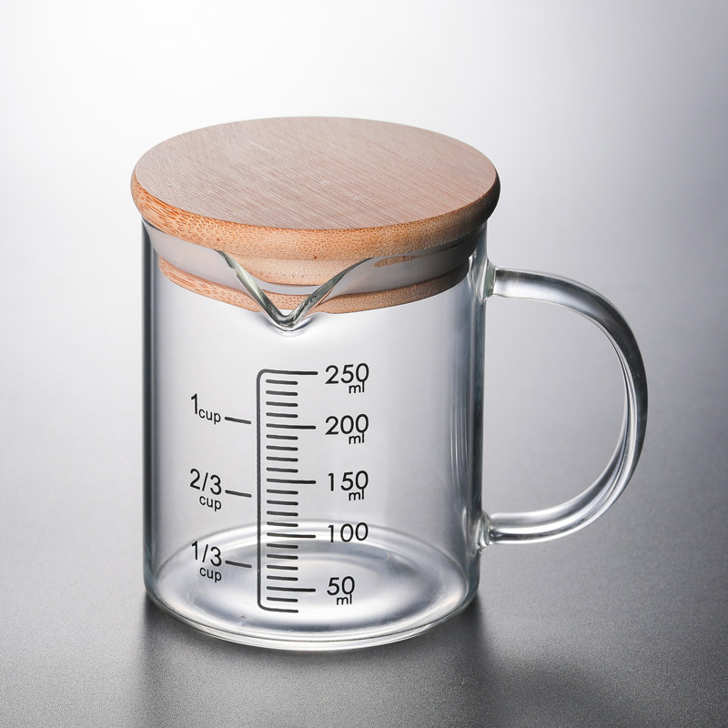 家用儿童牛奶杯玻璃杯量杯带刻度水杯酸奶杯刻度杯牛奶杯早餐杯5加厚