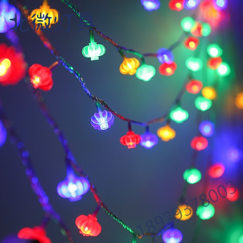 新年彩灯串2021年牛年led闪灯串灯中国结挂件红灯笼挂饰元宵节日小