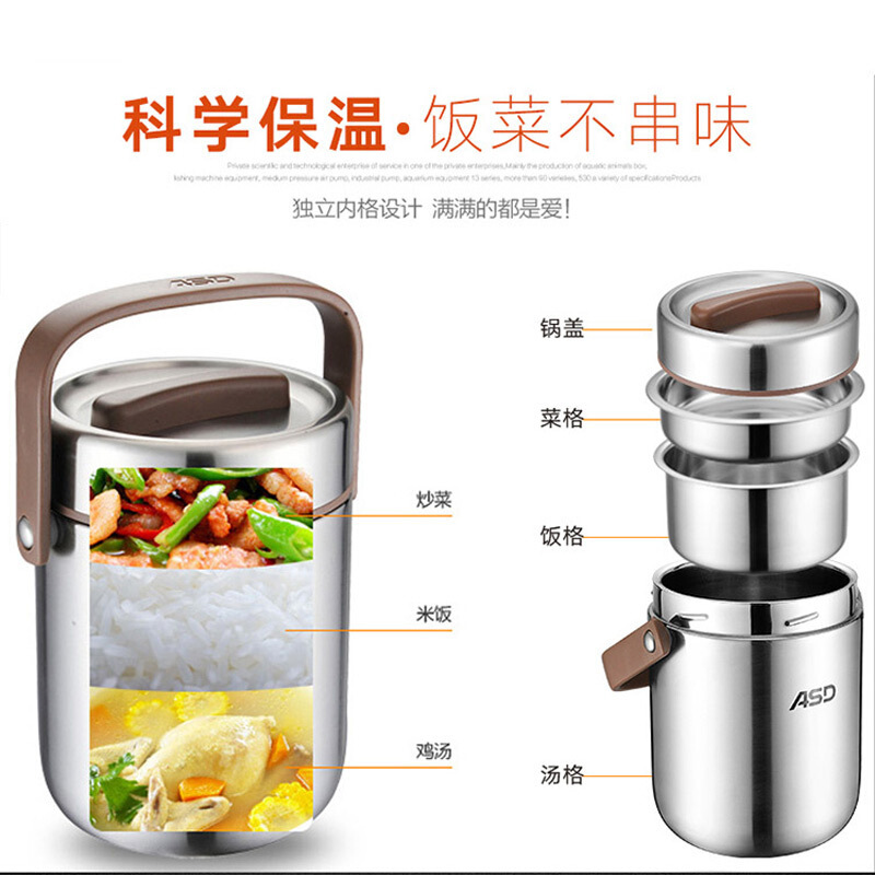 爱仕达ASD 臻悦系列保温提锅 三层304不锈钢材质双层锅体保温饭盒 保温桶 1.5L容量RWS15TY高清大图