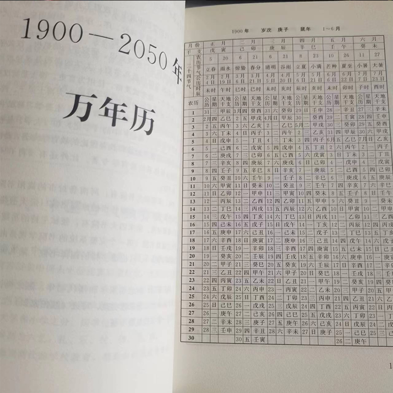 万年历1900-2050老黄历天干地支生辰八字个人五行属性干支纪年