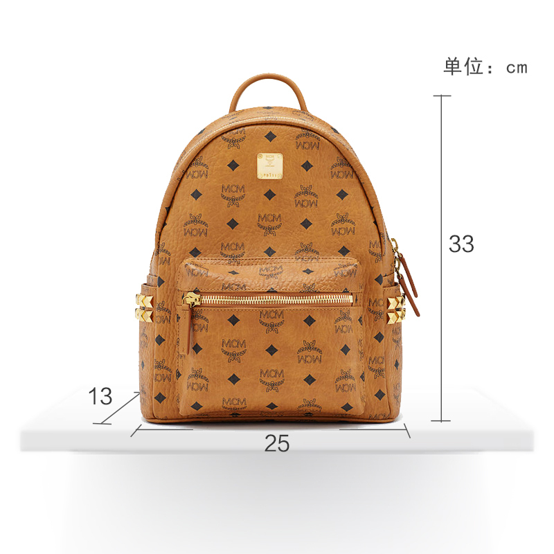 [直营]MCM Stark 系列 欧美时尚 小号 通用 涂层帆布 双肩背式 淡粉色