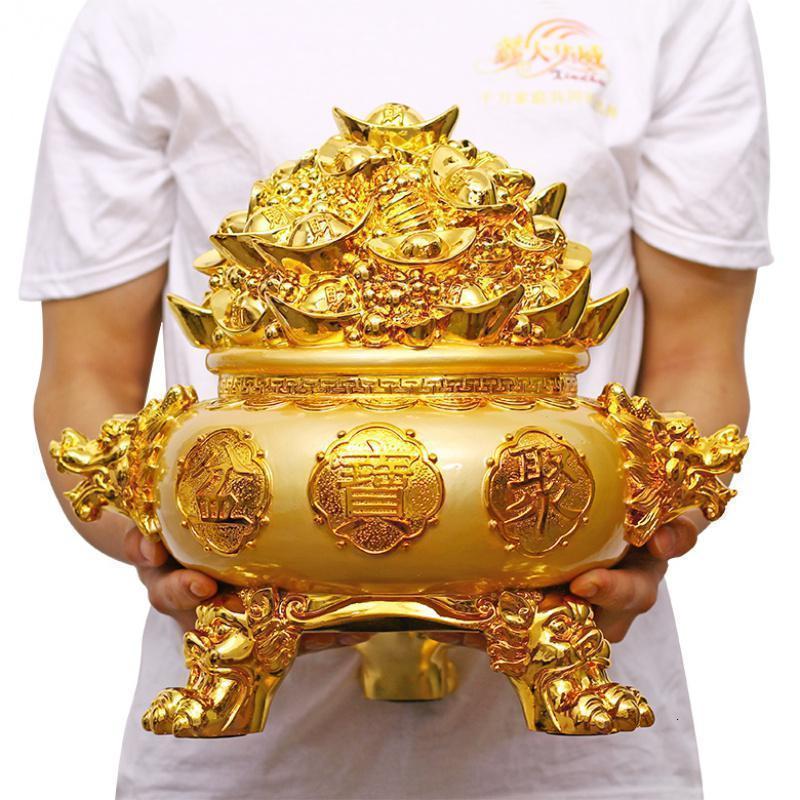 风水聚宝盆摆件聚财储存钱罐金元宝家居客厅财位店铺开业礼品_815_311