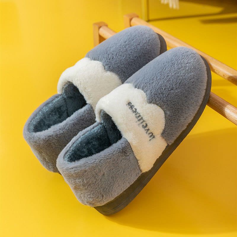 男士大码拖鞋包跟冬季室内厚底防滑毛绒保暖带后跟情侣家居鞋女图片
