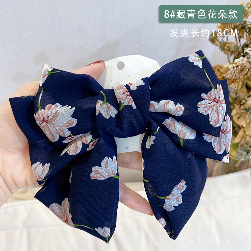 洛滑美发工具大蝴蝶结头饰发卡儿童发饰女后脑勺马尾夹洛滑日系弹簧夹子8 藏青色花朵款 价格图片品牌报价 苏宁易购图胜美妆专营店