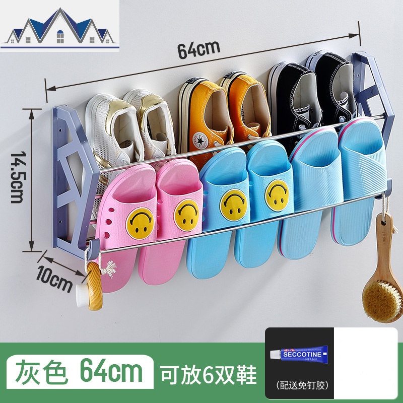 防盗后鞋架壁挂式拖鞋架免打孔家用经济型小户型节省空间置物架 三维工匠高清大图