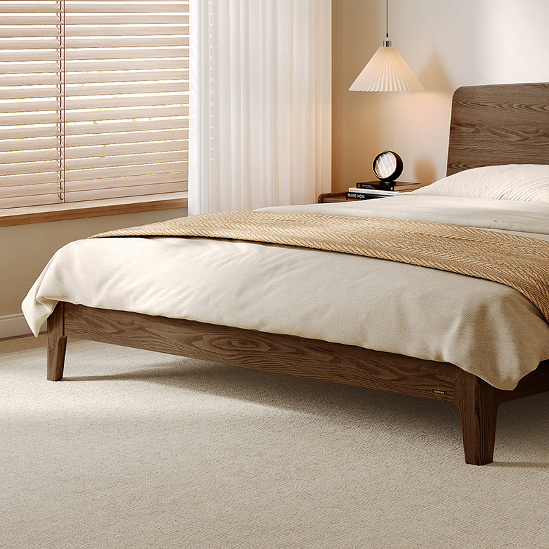 全友家居 全木床原木风双人床现代简约主卧室大床家具高清大图