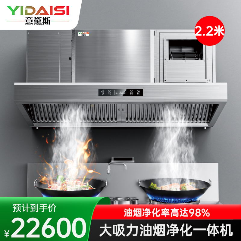 意黛斯 商用油烟机大吸力油烟净化器一体机酒店食堂厨房低空排放环保轻油烟内循环净化器YDS-HME2200W13