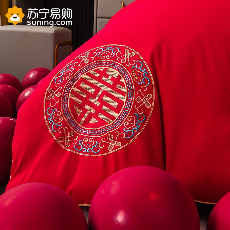 结婚被子喜被褥刺绣大红色婚庆被芯女方陪嫁用品春秋大豆冬被天作之合