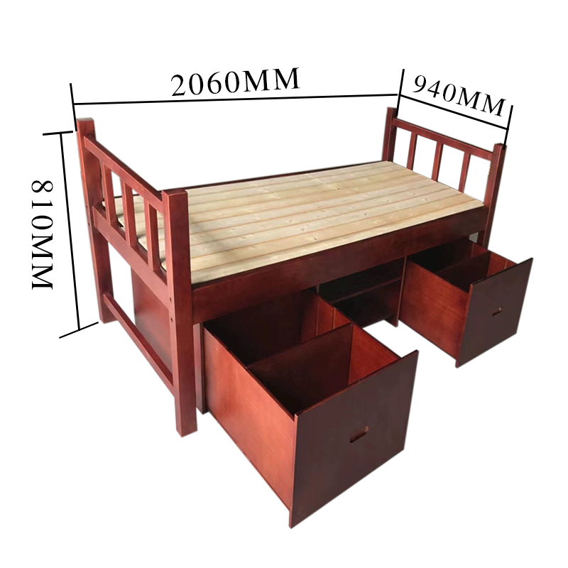 风雷顺单位宿舍床带储物单层床2060*940*810mm