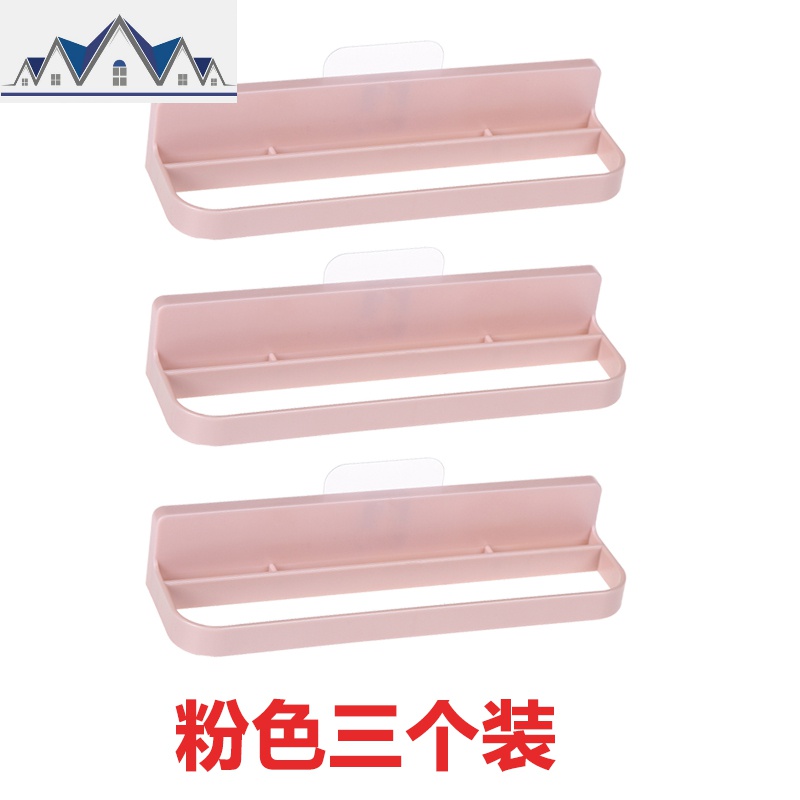 浴室拖鞋架壁挂墙壁挂式免打孔卫生间置物架沥水后厕所收纳架子_11_234 粉色三个装1层
