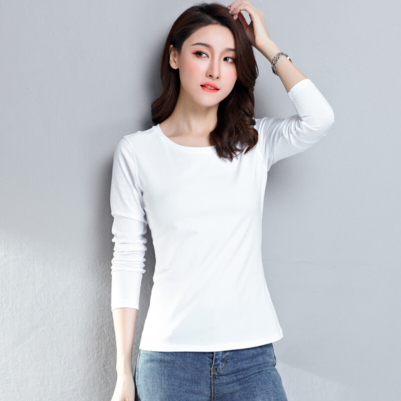 黑色打底衫女长袖修身秋装圆领2018紧身韩版内搭上衣