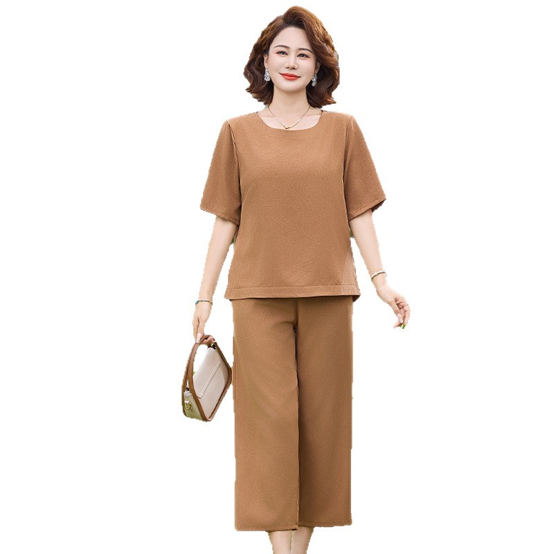纤孜雅 新中式妈妈装休闲套装洋气中老年女装上衣裤子两件套夏季宽松衣服高清大图