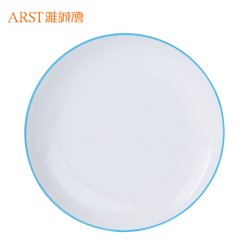 雅诚德(arst) 北欧简约家用陶瓷器碗盘子 餐具组合米饭碗沙拉碗面碗西餐牛排盘菜盘蓝色 10.5吋圆盘1个装