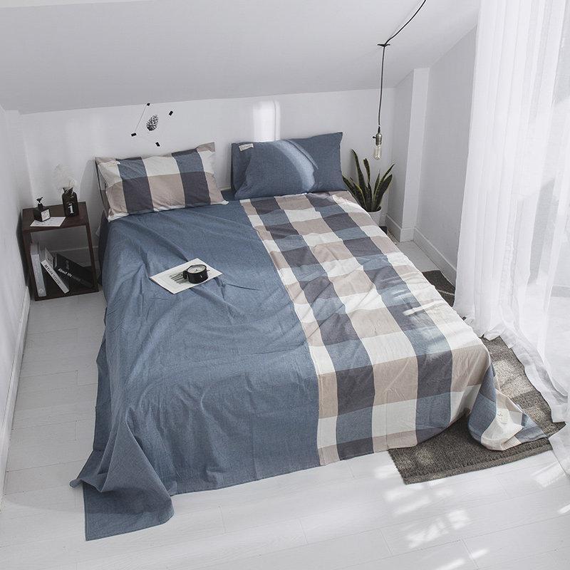 家柏饰(CORATED)风全棉水洗棉床单单件学生宿舍宜家垫单双人纯色简约1.8米 片片深情 ★床笠单件180cm*200cm+25cm高