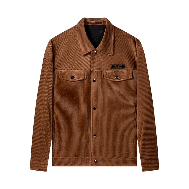 柒牌茄克衫男秋季新款长袖灯芯绒时尚休闲工装风翻领夹克外套上衣121