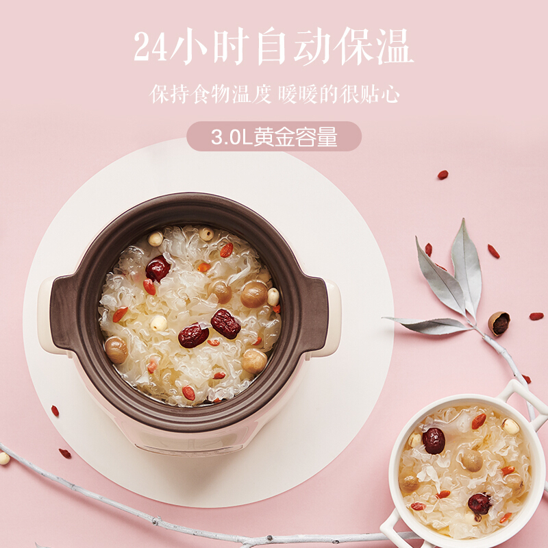 苏泊尔(SUPOR)电炖锅家用3L大容量煲汤锅煮粥神器砂锅炖汤煮汤炖盅紫陶全自动智能预约陶瓷养生炖锅 DG30YC816