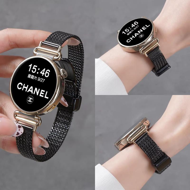 适用oppo watch x2mini表带明日金磁吸折叠扣金属腕带x3mini麦穗款女款夏天运动智能watch手表不锈钢高清大图