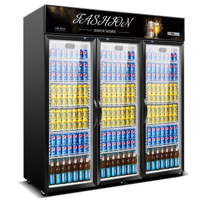 寒箭 1200L三开门冷藏展示柜陈列柜饮料展示柜商用冷柜全冷藏超市冰箱水果蔬菜保鲜冷藏柜 三门绅士黑 风冷无霜