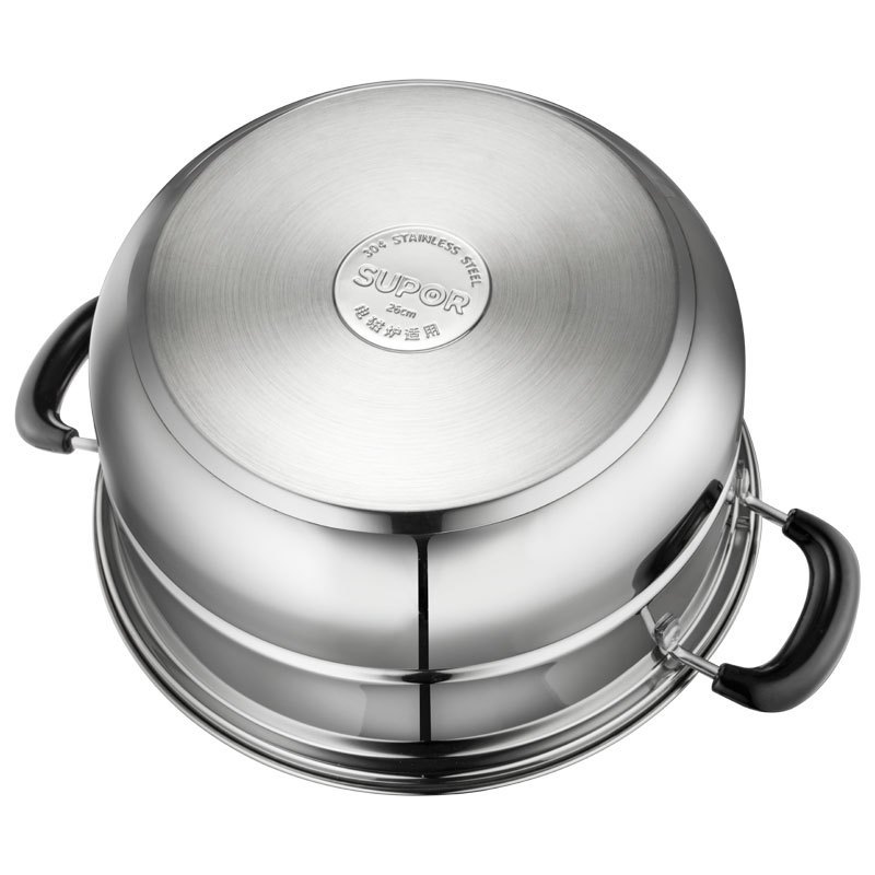 苏泊尔(supor)真味鲜26cm口径不锈钢三层复底蒸锅馒头蒸鱼煤气电磁炉