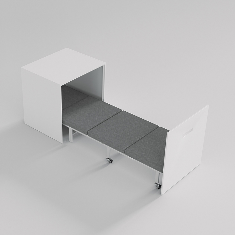 圣斯顿S-YZ1322WT钢制床柜含折叠床700*600*725mm(套)白色高清大图