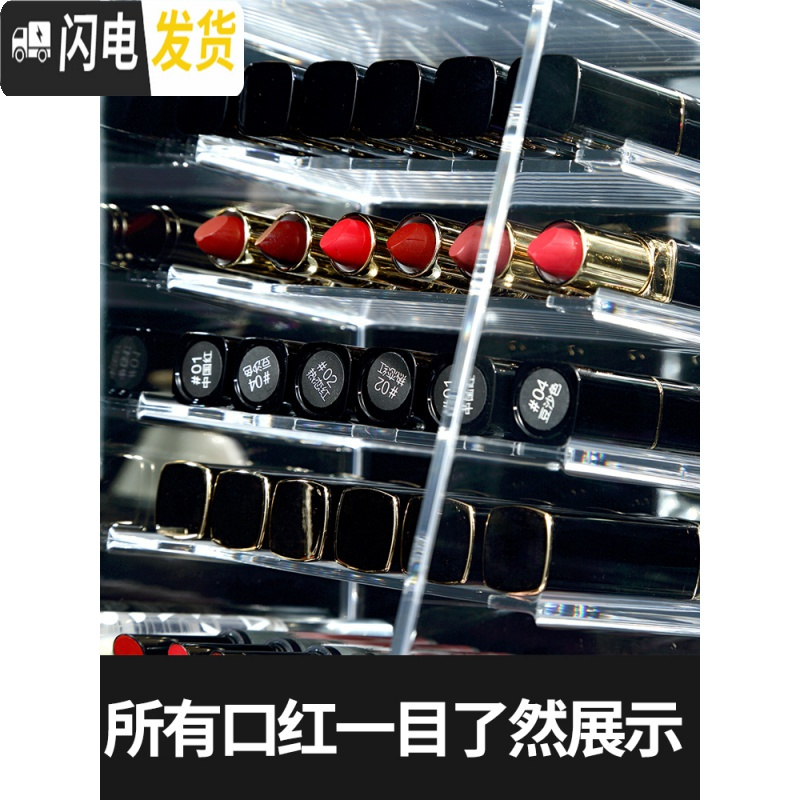 三维工匠防尘透明口红收纳盒展示架子带盖多格大容量装口红唇釉眼影网红款